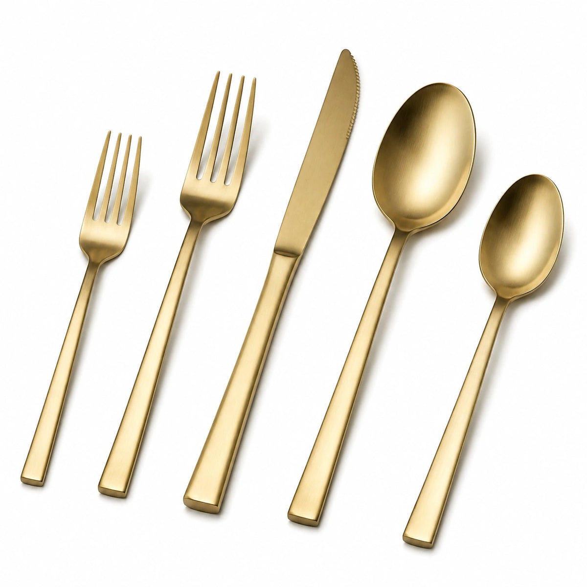 Besteckset 5-teilig aus Edelstahl Gold für 1 Person modernes Tischbesteck