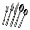 Besteckset 5-teilig 16 bis 23 cm aus Edelstahl Schwarz mit gehämmerter Griffstruktur