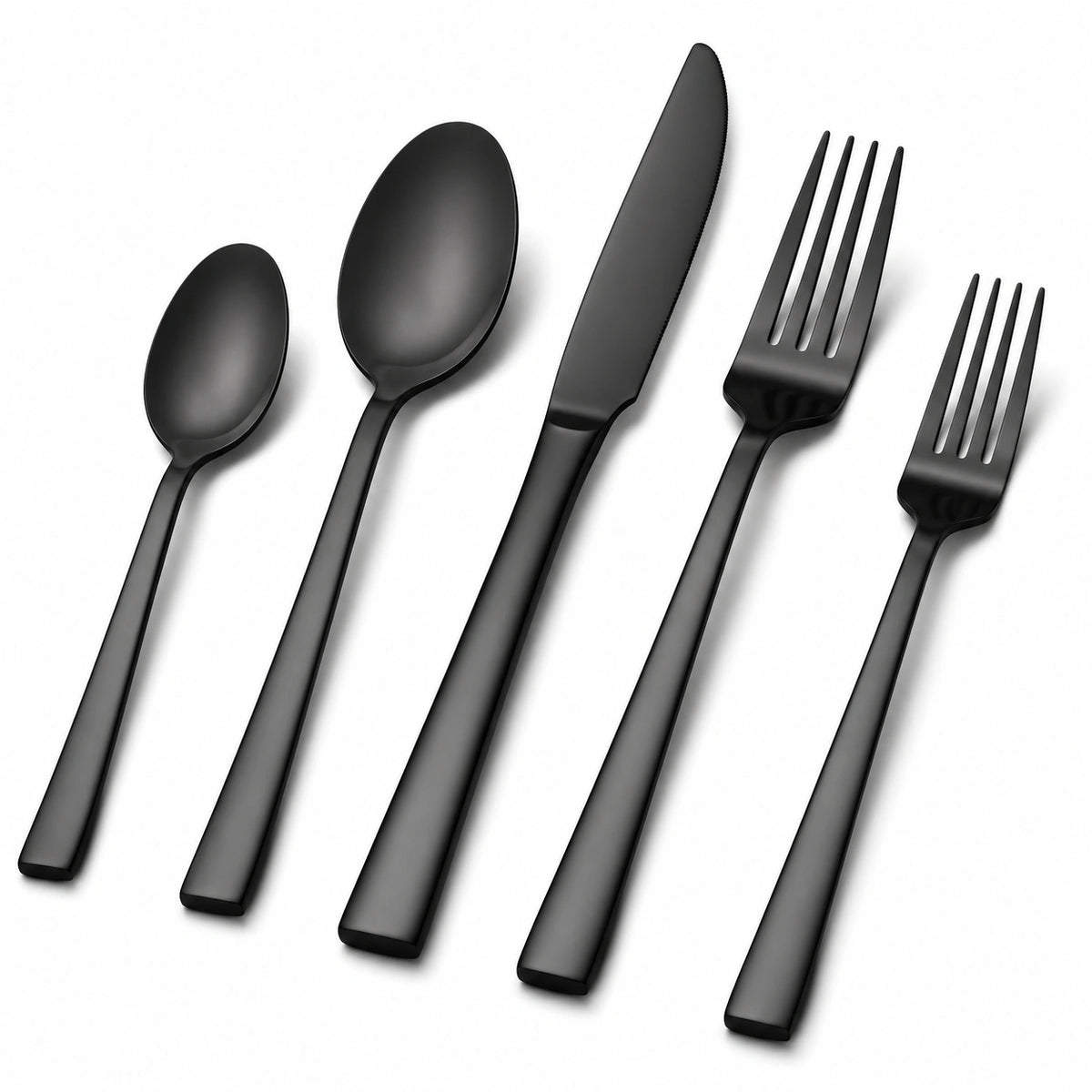 5-teiliges Besteckset aus Edelstahl Schwarz für den Esstisch modern