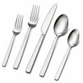 5-teiliges Besteckset aus Edelstahl in Silber mit gebürsteter Oberfläche für 1 Person