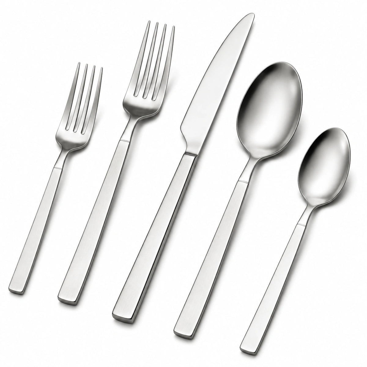 5-teiliges Besteckset aus Edelstahl in Silber mit gebürsteter Oberfläche für 1 Person