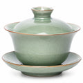 Gaiwan Teeschale 150 ml Keramik Grün mit Deckel und Untertasse
