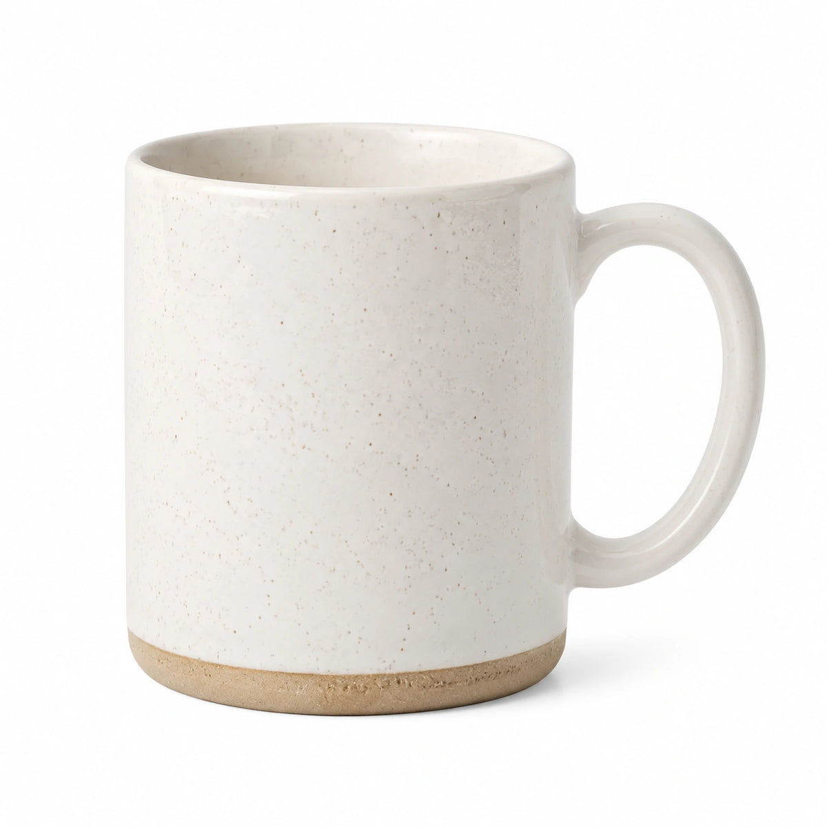 Keramiktasse 350 ml Cremeweiß mit Natursteinoptik und Henkel
