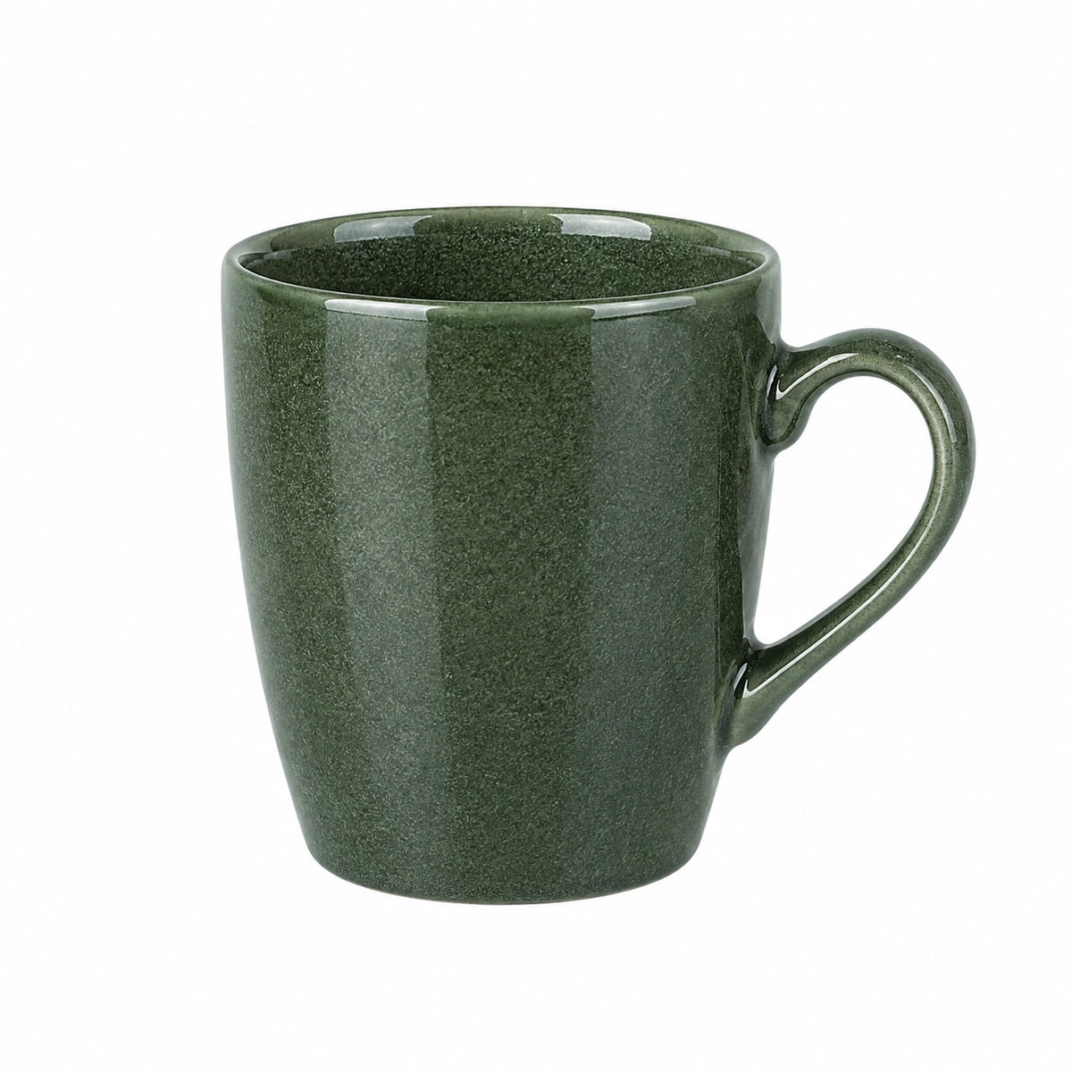 Keramiktasse 350 ml Dunkelgrün glasiert mit Henkel