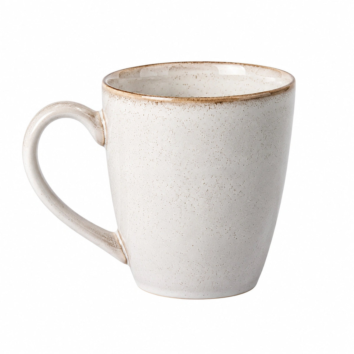 Keramiktasse 350 ml Cremeweiß gesprenkelt mit Henkel