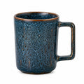 Keramiktasse 400 ml Blau/Braun mit Henkel strukturierter Glasur