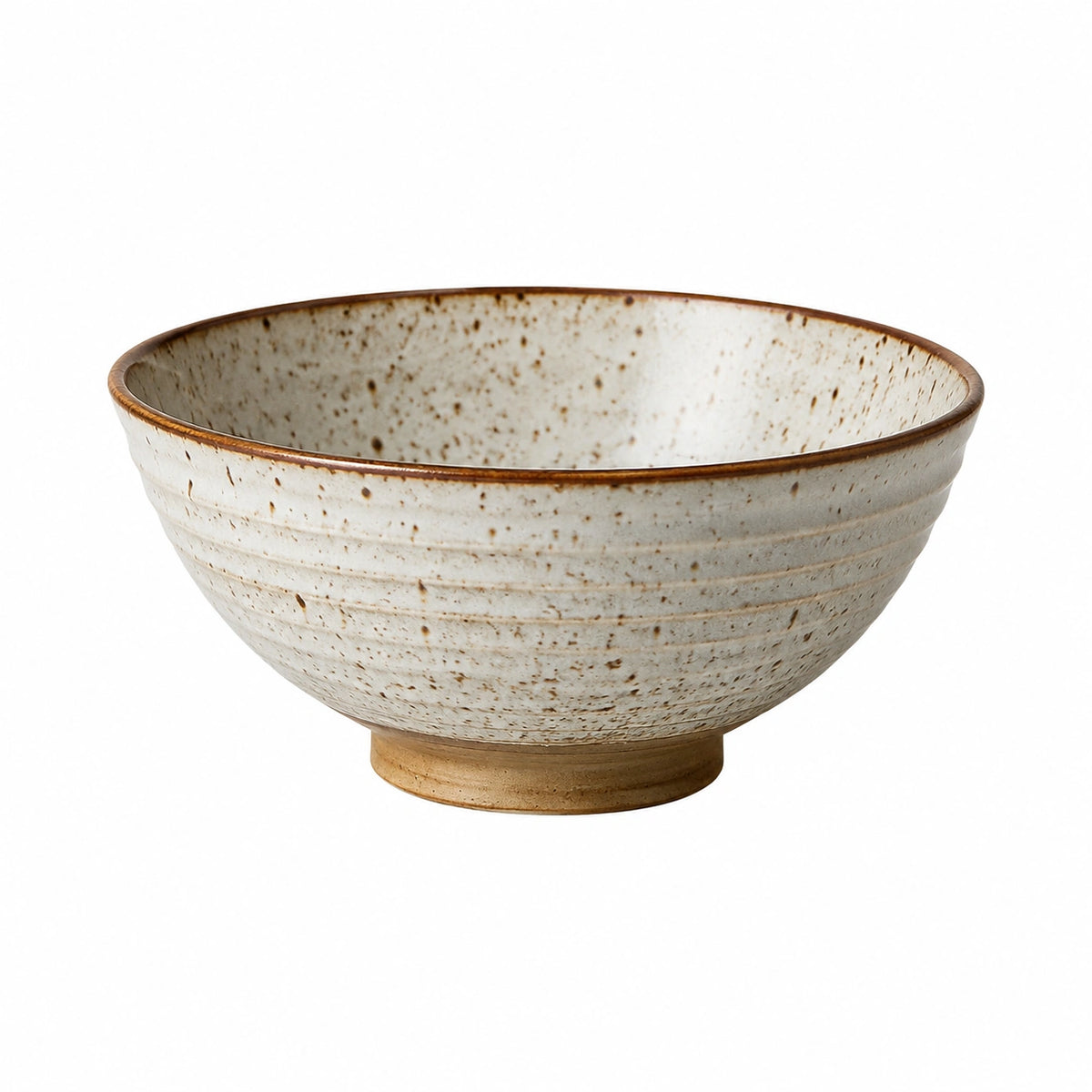 Keramikschüssel 18 cm Cremebraun - gesprenkelte Servierschüssel mit Fuß