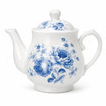 Porzellan Teekanne 1.00 L Weiß Blau mit Blumenmuster für Tee