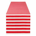 Tischläufer 180 x 40 cm aus Baumwolle Rot Weiß gestreift für Esstische