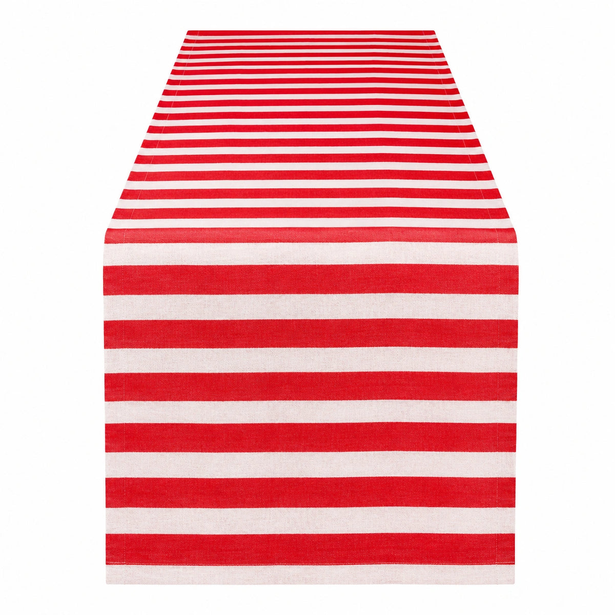 Tischläufer 180 x 40 cm aus Baumwolle Rot Weiß gestreift für Esstische