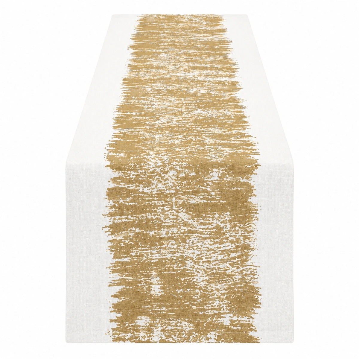 Tischläufer 180 x 40 cm aus Polyester in Weiß/Beige mit abstraktem Muster