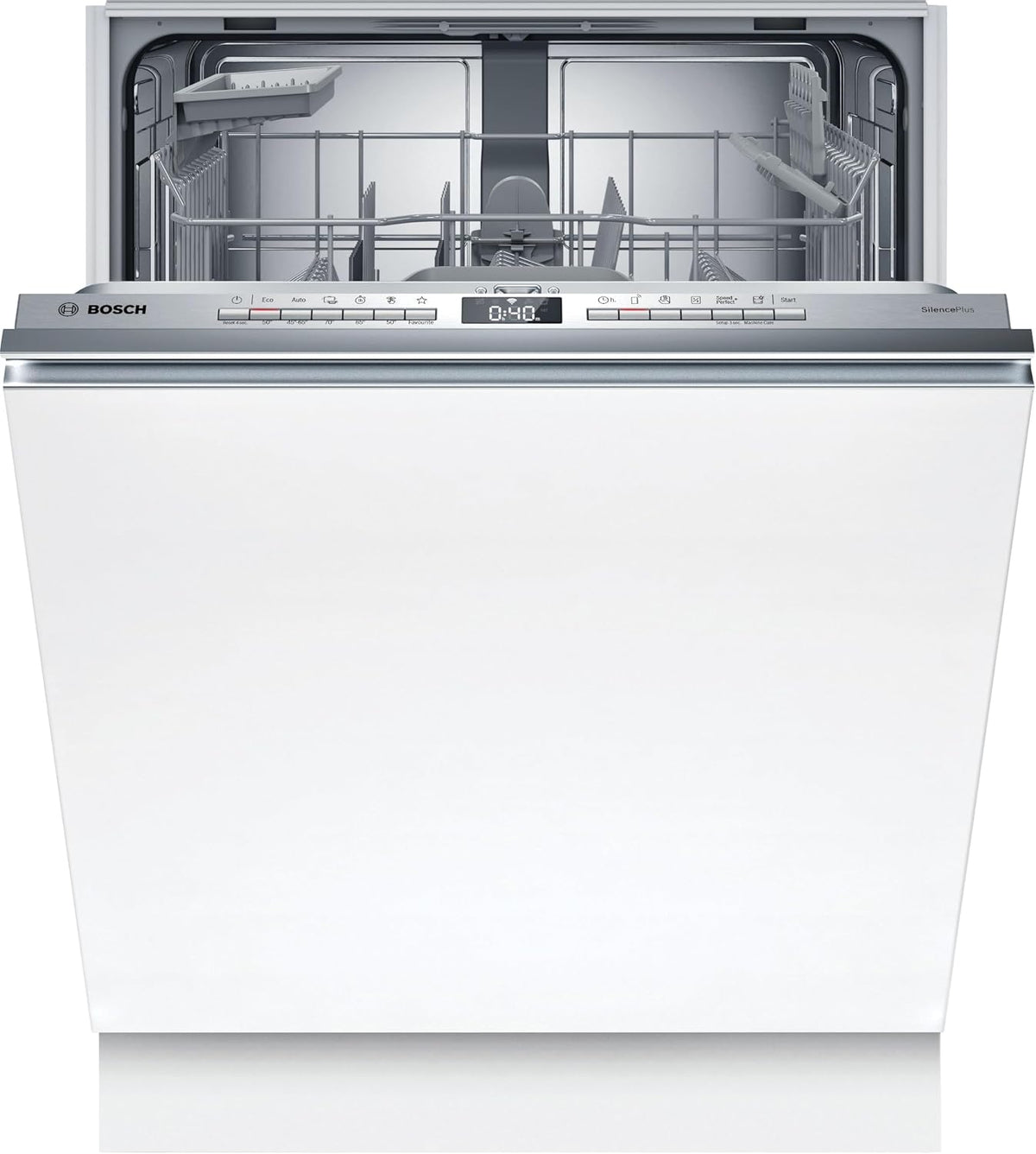 Bosch Geschirrspüler, 60 cm, Silber, SMV4ETX08E, Serie 4, Smarter Vollintegriert, Besteckkorb, Spülmaschine mit Programmassistent