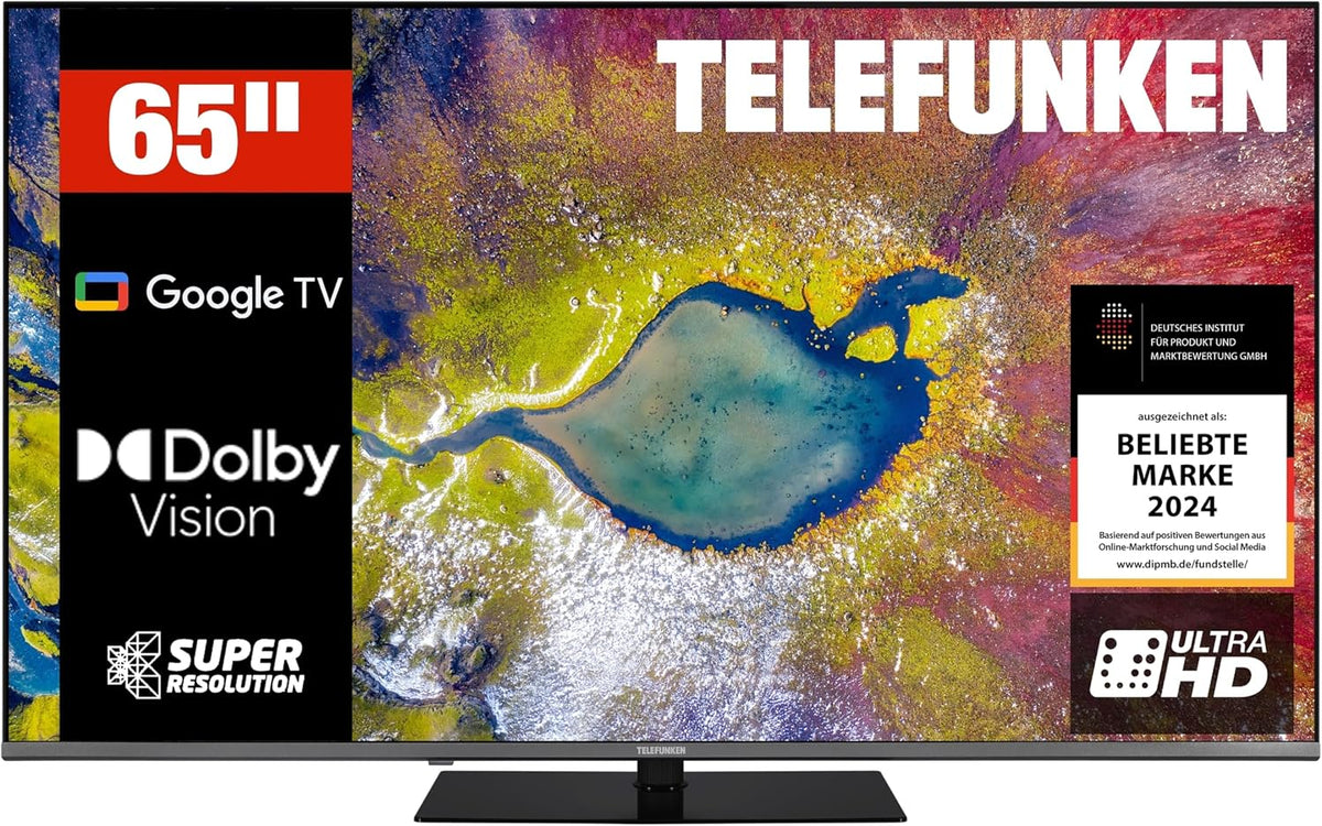TELEFUNKEN Fernseher, 65 Zoll, Schwarz, Smart TV, D65Q920B2CW QLED Google TV 4K UHD Smart TV