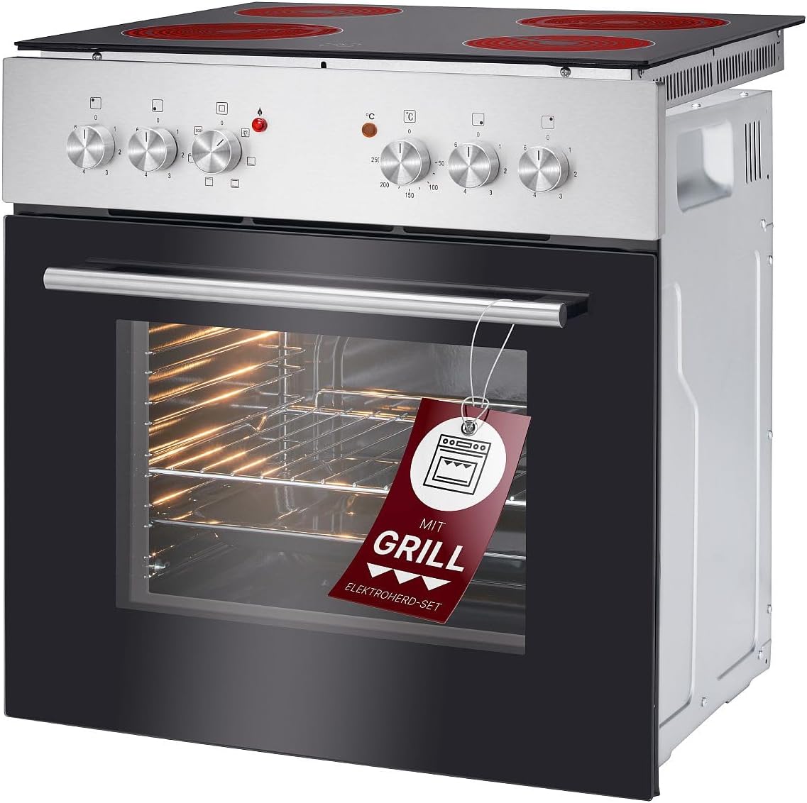 Bomann Backofen, Schwarz/Silber, mit Ceranfeld
