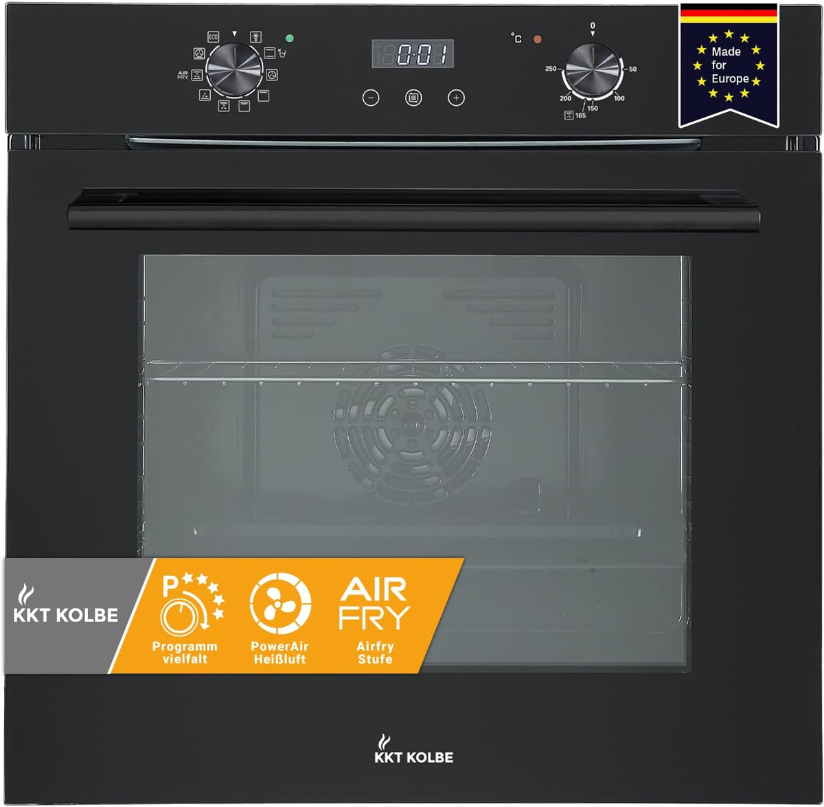 KKT Backofen, 60 cm, 73 L, Schwarz, KOLBE AirFryer-Einbau BO7005FB