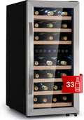 Klarstein Weinkühlschrank, Schwarz, Freistehend, Kleiner Getränkekühlschrank Schmal, 2 Zonen mit Glastür, Indoor/Outdoor Beersafe