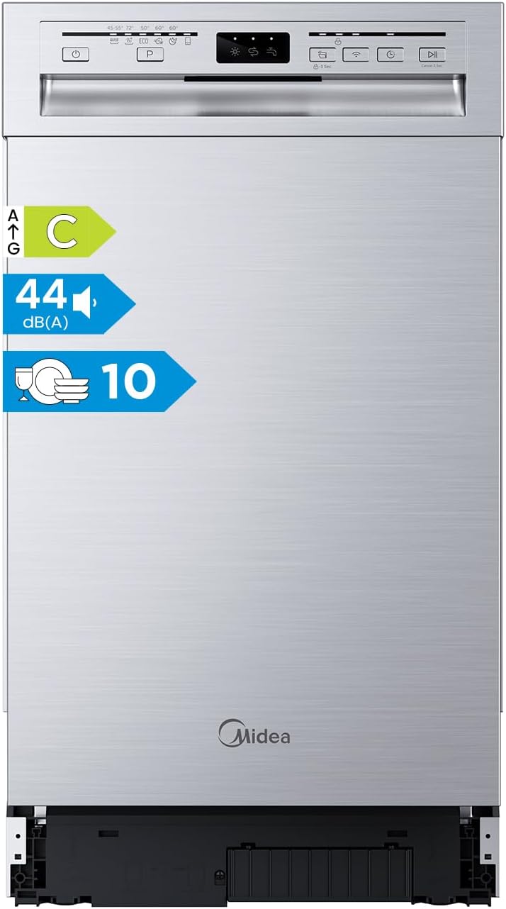 Midea Geschirrspüler, 45 cm, Silber, Unterbau Spülmaschine Einbau 10 Maßgedecke EEK C