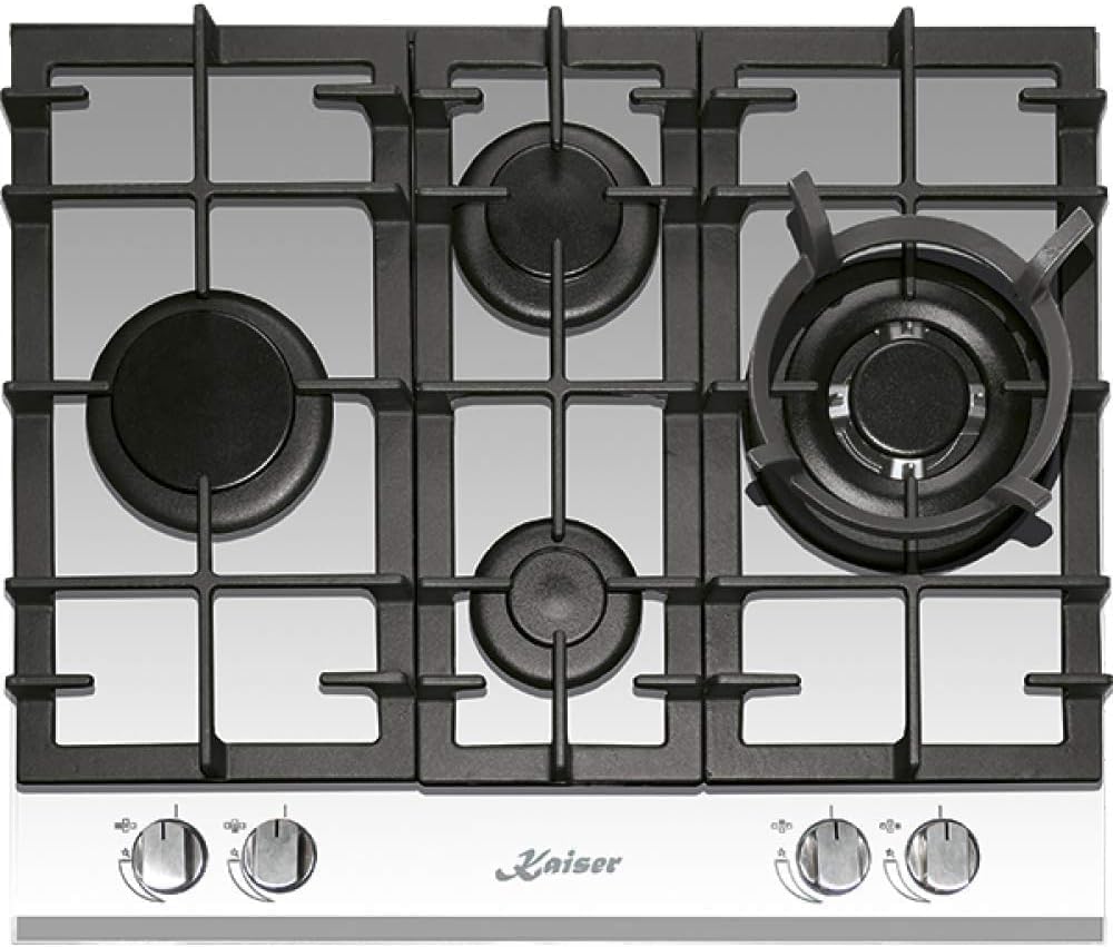 Kaiser Kochfeld, 3,8 kW, 6394w, 60 cm, Schwarz, KCG Turbo Romb/Gas Autark/ /Gas auf weißem Glas/Glaskeramik, Fl.Gas