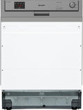 Sharp Geschirrspüler, 60 cm, Silber, QW-HX12S47ES-DE Teilintegriert / /E / 13 Maßgedecke / 3
