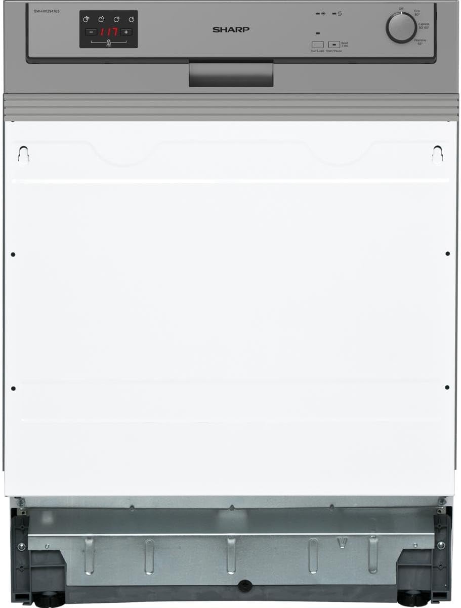 Sharp Geschirrspüler, 60 cm, Silber, QW-HX12S47ES-DE Teilintegriert / /E / 13 Maßgedecke / 3