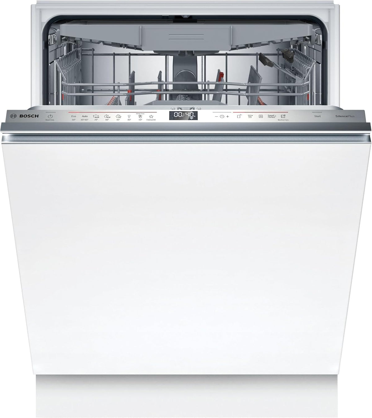 Bosch Geschirrspüler, 60 cm, Silber, SBD6ECX12E, Serie 6, Smarter Vollintegriert, XXL Spülmaschine, Besteckschublade