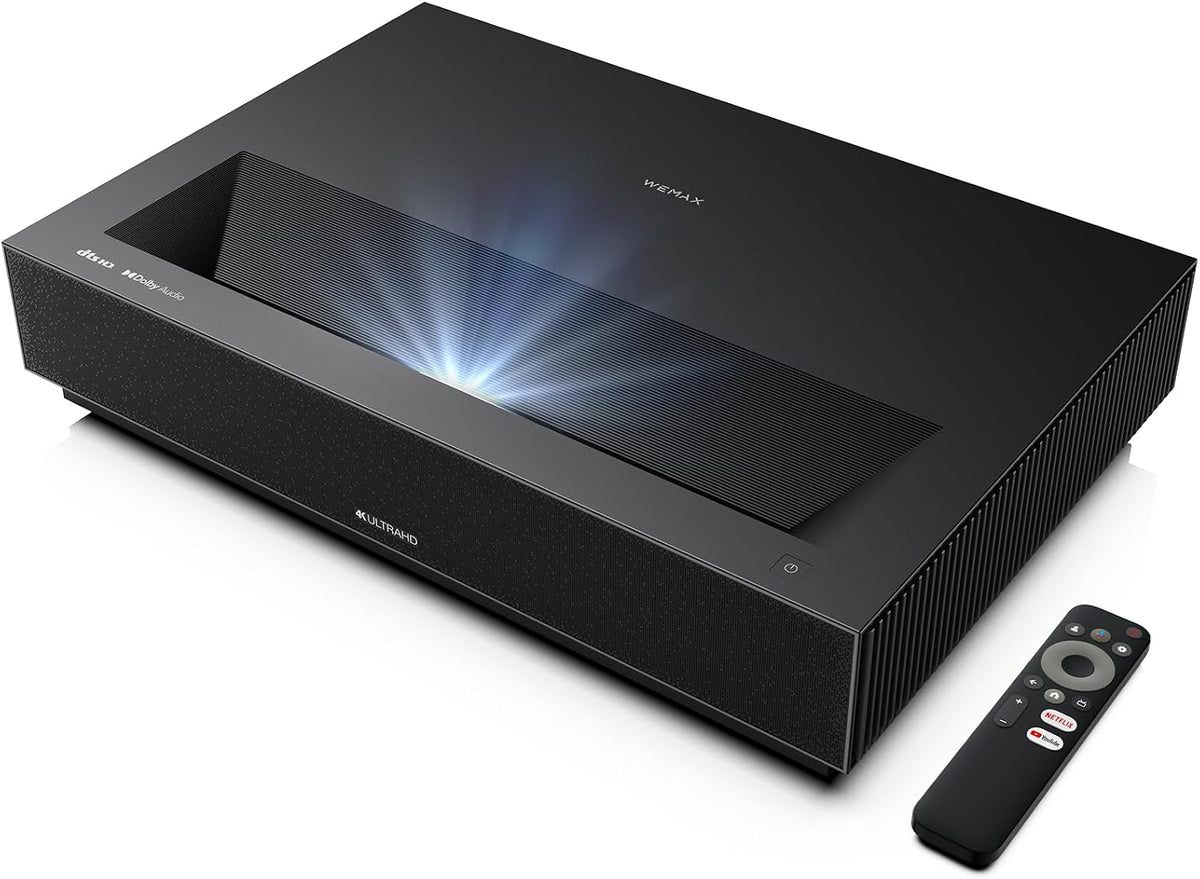 WEMAX Beamer, Schwarz, Nova Pro ALPD Laser TV, Ultrakurzdistanz 4K mit 2100 ISO Lumen & 3D, Google TV & Google Assistant