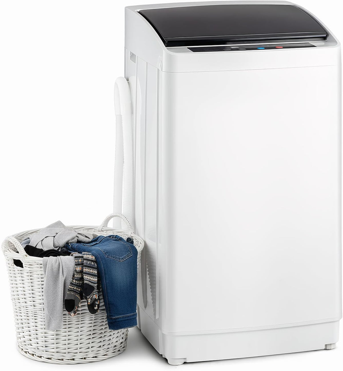 ROVSUN Waschmaschine, 51× 47× 87 cm, 70 dB, 5KG, Weiß, Toplader, Toplader Kleine mit 8 Waschprogramm & 5 Wasserstände