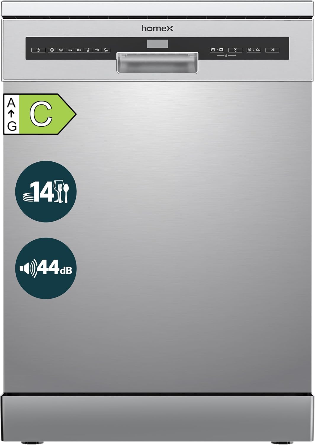 Geschirrspüler, 60 cm, Weiß, homeX DWFS601444C-S Spülmaschine freistehend EEK C