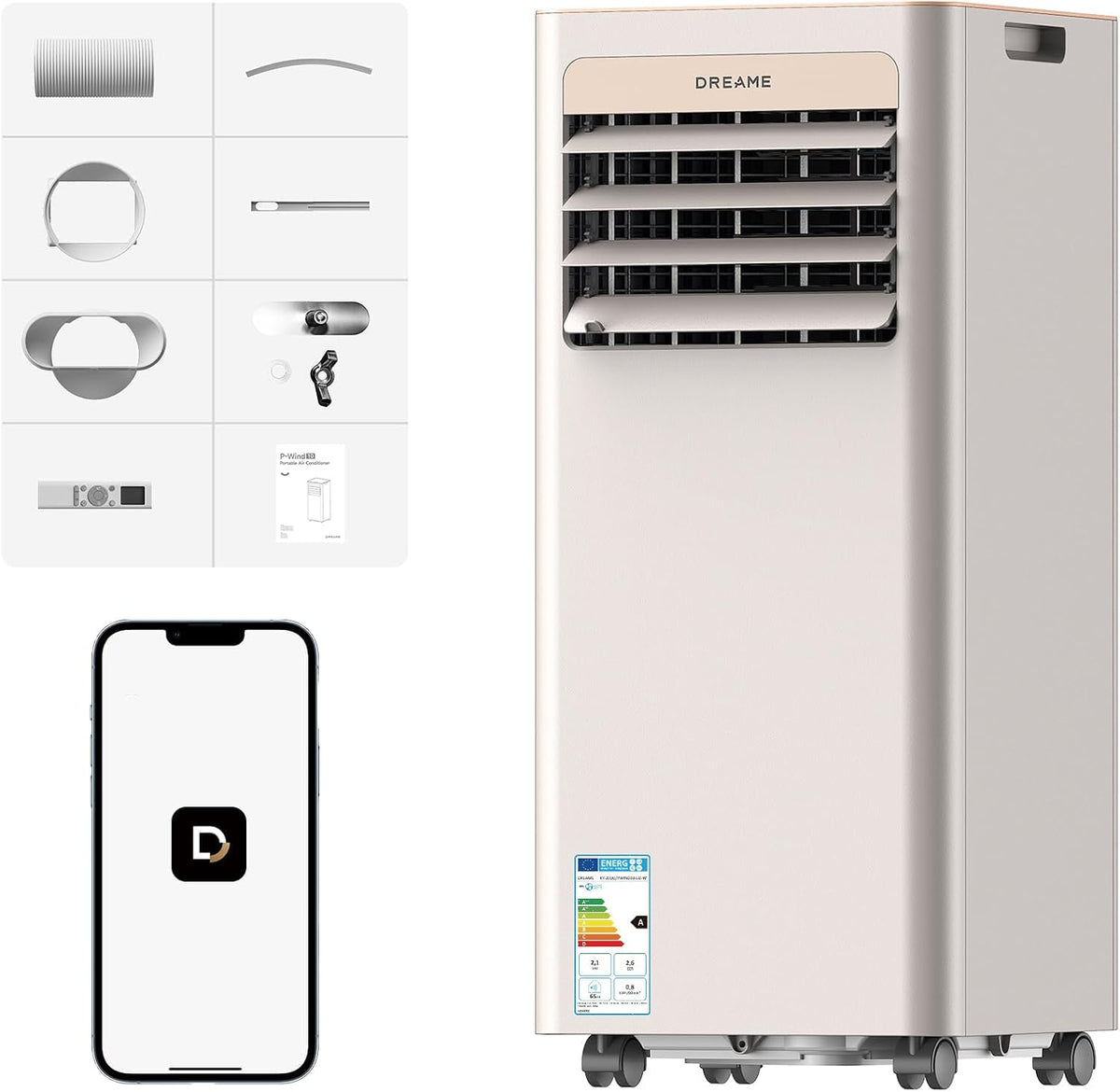 DREAME Klimaanlage, Weiß, P-Wind10 7000 BTU mobile 3-in-1