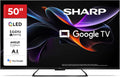 SHARP Fernseher, Schwarz, 50HR7365E, Google TV, 50' UHD, Rahmenlos, 144 Hz, QLED, HDR10, Dolby Vision HDR, Google Assistant mit Mikrofon