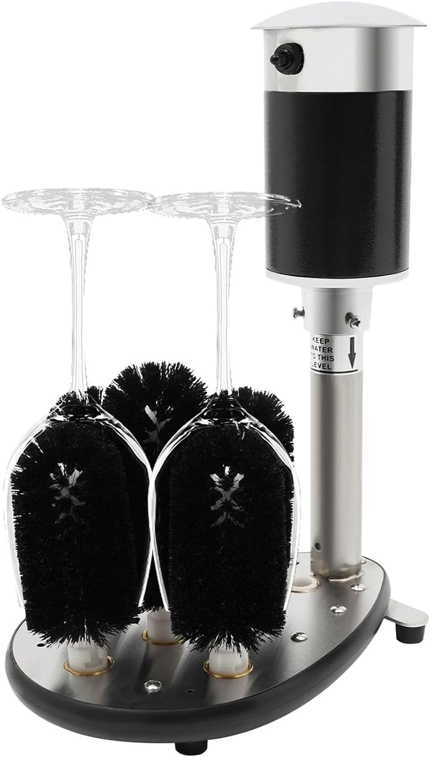 Gläserreinigungsmaschine, 240 W, Edelstahl, Silber, Elektrische Stand-gläserspülmaschine, 5-bürsten-weinglaspoliermaschine
