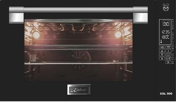 Kaiser Backofen, 90 cm, 105 L, Schwarz/Silber, EH 9309 Elektro, Einbau Schwarzes Glas TouchControl