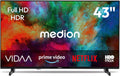 MEDION Fernseher, 43 Zoll, 108 cm, Schwarz, Smart TV, Full HD (Smart-TV, VIDAA Store, HBO Max, MagentaTV, Prime Video