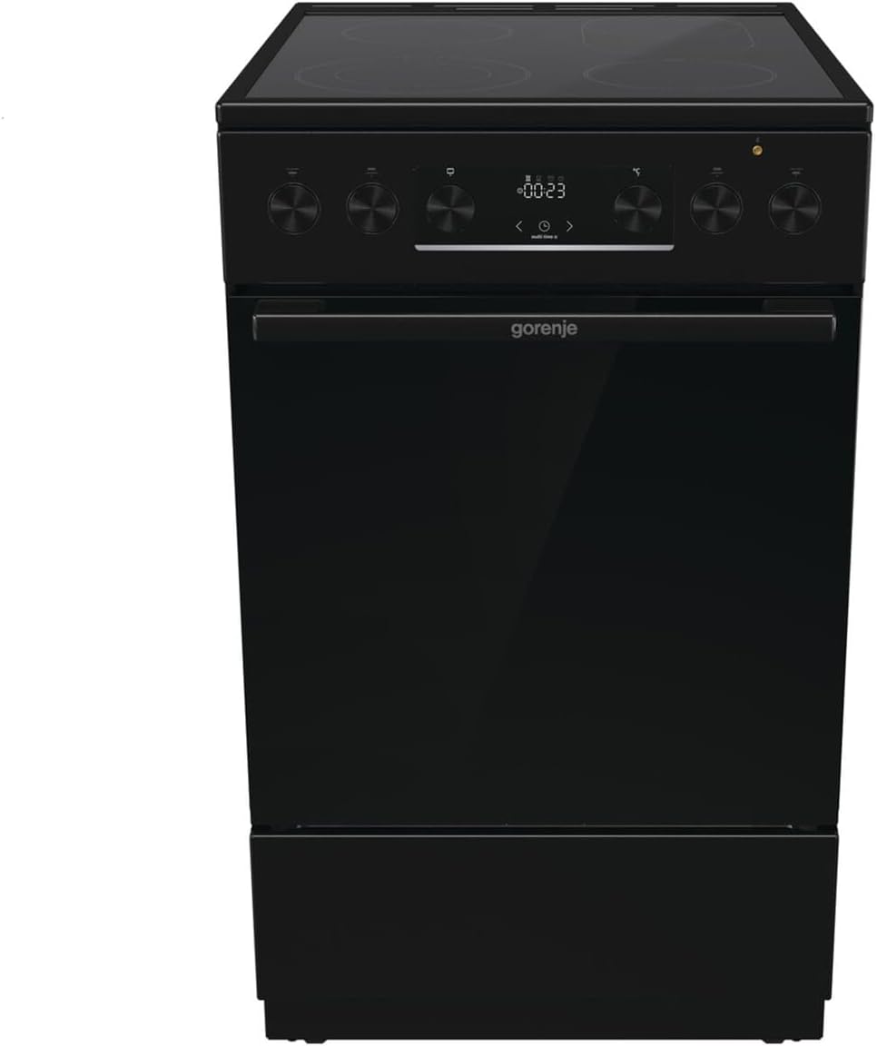 Gorenje Elektroherd, 70 Liter, 50 cm, Schwarz, GECS5C70BPA Elektro-Standherd mit Glaskeramik-Kochfeld / /