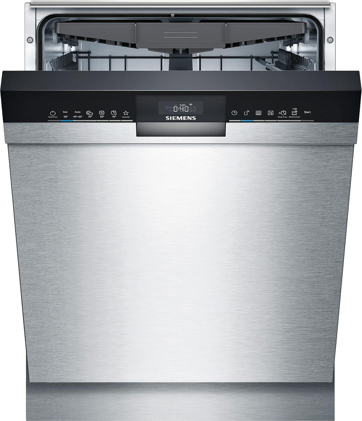 Siemens Geschirrspüler, 60 cm, 44 dB, Silber, SN43ES14VE iQ300 Unterbau-, Edelstahl, Home Connect, Besteckschublade