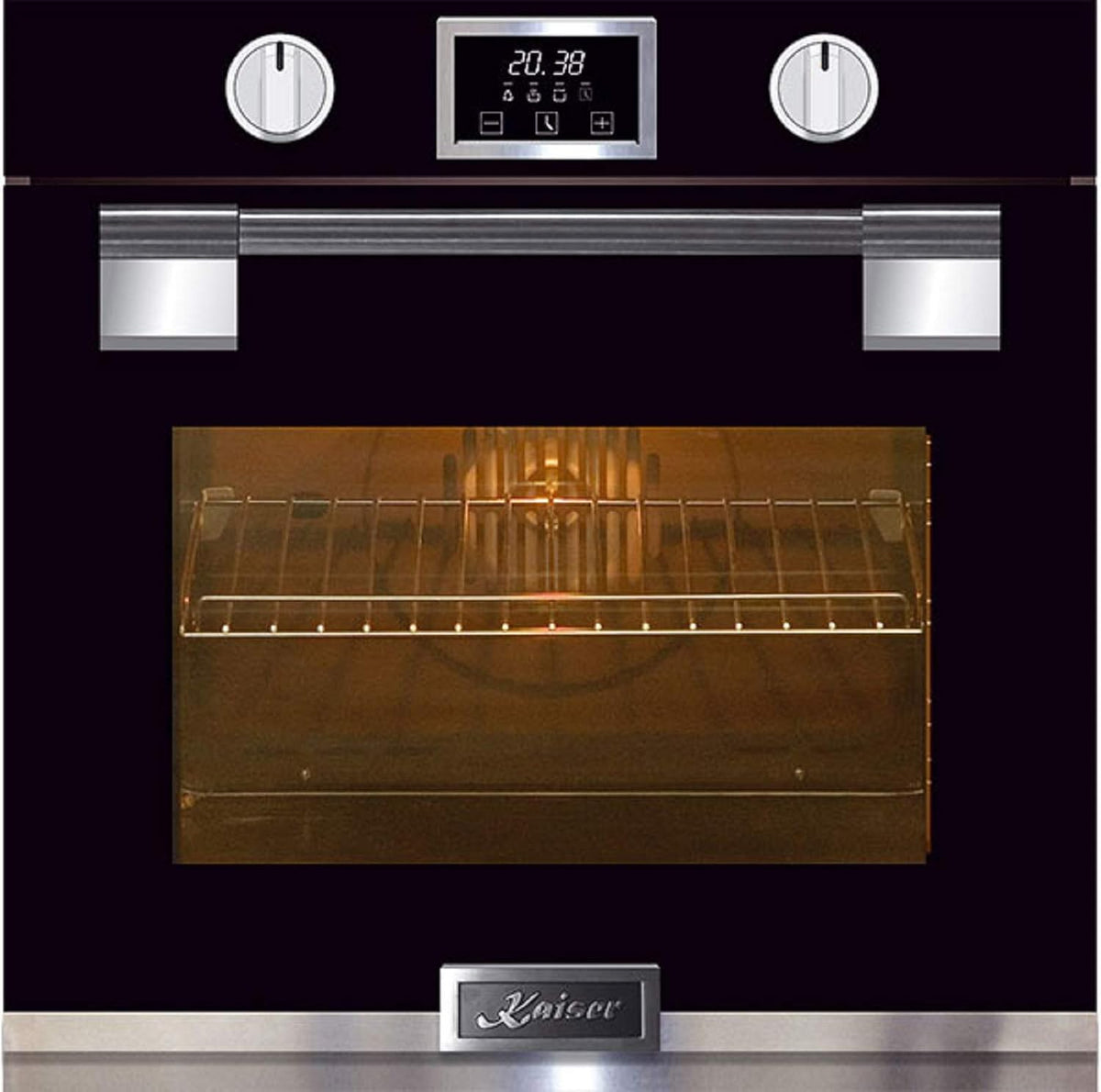 Kaiser Backofen, 60 cm, 79 L, Schwarz/Silber, EH 6338s Pyrolyse Einbau, Autark, massives Metall, Glastür mit SOFTCLOSE