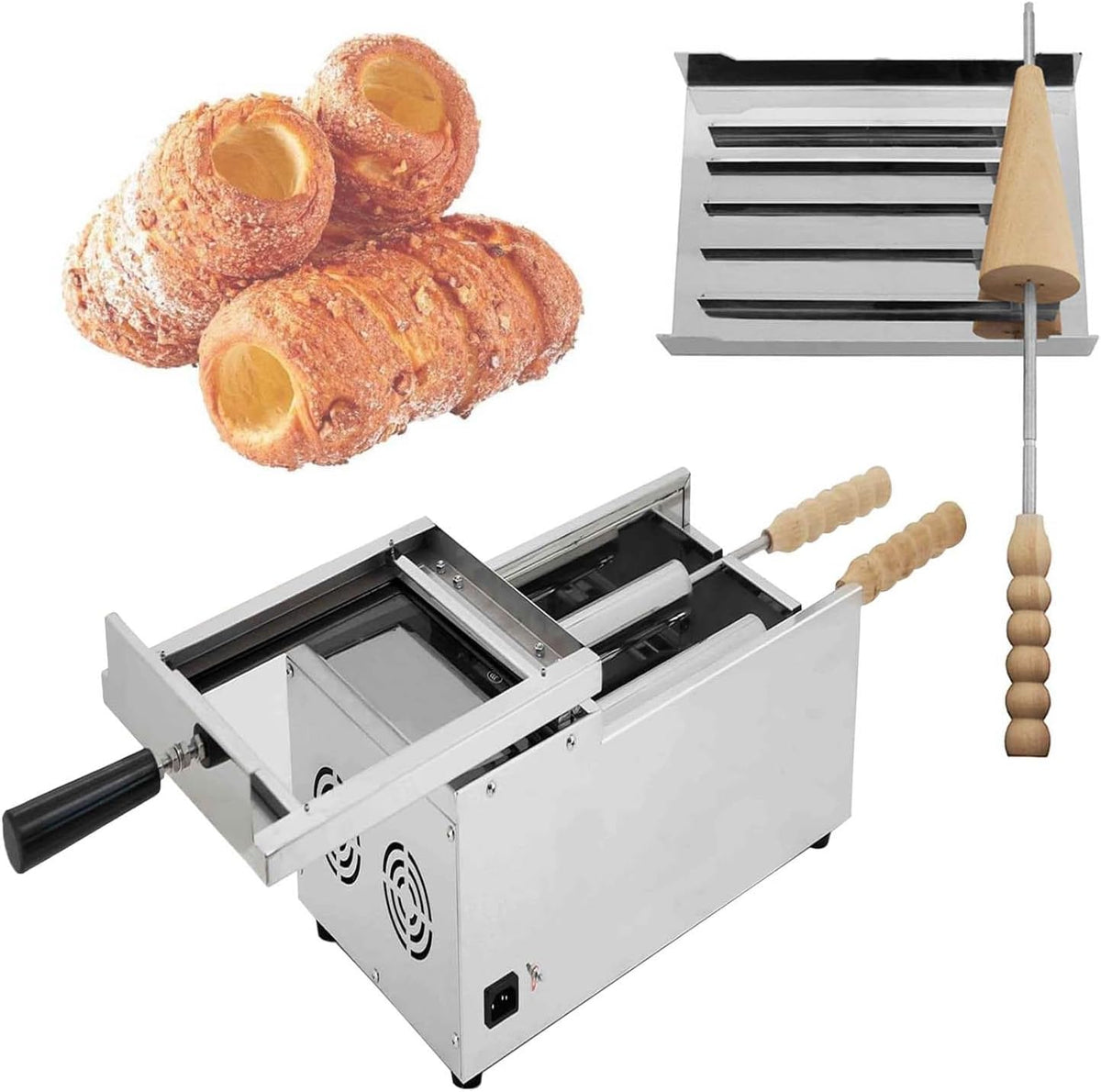 Eiswaffel Backofen, 1500 W (Heizleistung für gewerbliche Anwendungen), Edelstahl (langlebig und rostbeständig), Silber