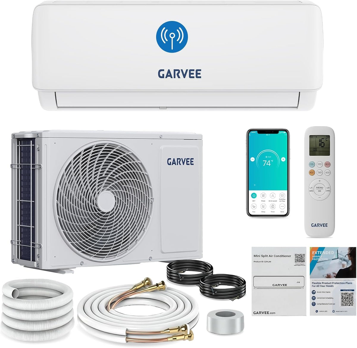Klimaanlage, Weiß, Split, Kühlung und Heizung, 24000 Btu Split, Inverter Klimagerät, Wifi & App Wandmontage, Sehr Leise