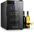 Avilia Weinkühlschrank, 65 W, 25 l, Schwarz, Leiser für 8 Flaschen, Mini-Kühlschrank mit LED-Display, einstellbare Temperatur 12