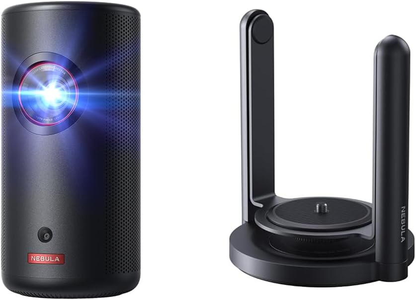 NEBLUA Beamer, Schwarz, Capsule 3 laser mit Capsule Gimbal Stand, 300 ANSI Lumen, 1080p Mini Smart TV mit WLAN