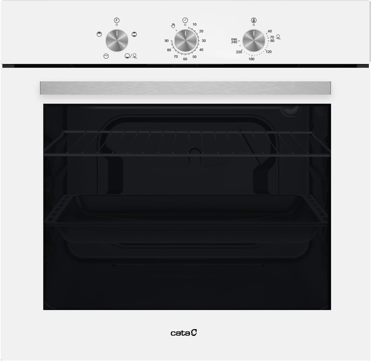 Einbaubackofen Backofen, 73 Liter, 8105 WH, 60 cm, Schwarz/Silber, CATA SES, Energieeffizienzklasse A, gleichmäßige Garergebnisse