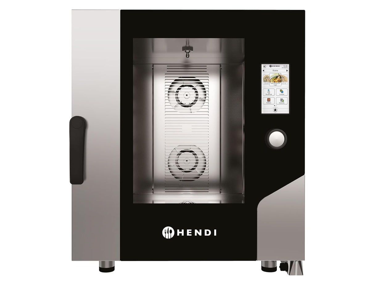 HENDI Backofen, 11,4 kW, 850 mm, 400 V, Silber, Kombidämpfer, Touch, für 7x GN1/1 Bleche, 500 programmierbaren Einstellungen