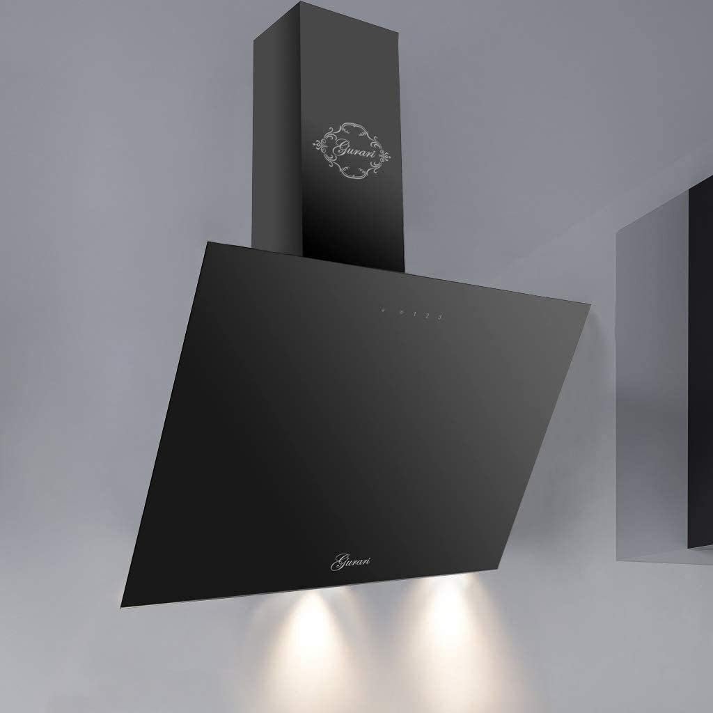 GURARI Dunstabzugshaube, 80 cm, 1000m, Schwarz, GCH D 286.8 BL Prime Kopffreihaube Glas, Abzugshaube in kopffreier Bauweise mit Fernbedienung
