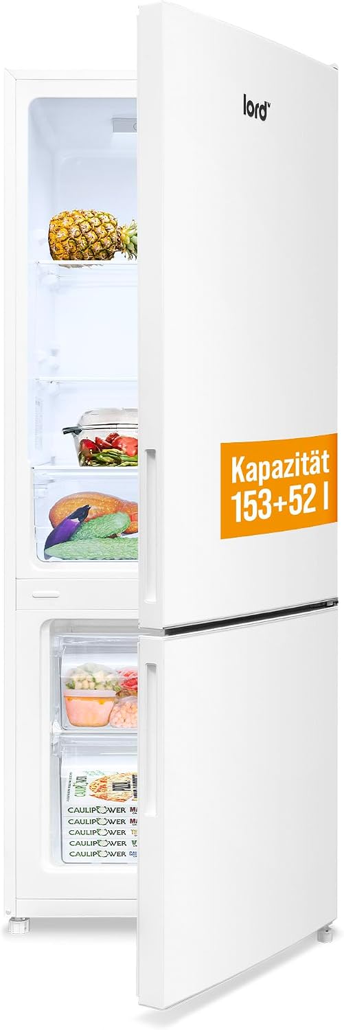 Lord Kühl-Gefrierkombination, 144 cm, 205 l, 153 l, 39 dB, Weiß, C24 ( Kühlschrank + 52 l Gefrierfach), LowFrost
