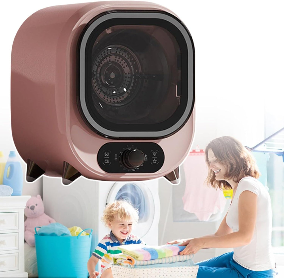 450 Wäschetrockner, 450 W, Rosa, W Elektrischer Mini-, Mit Hochempfindlicher Temperatur Sensor/Versteckter, Pink