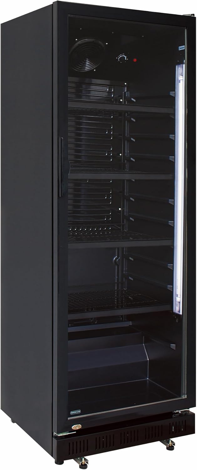 Generisch Getränkekühlschrank, 245 W, 310 L, Schwarz, mit Glastür - Gewerbekühlschrank, Flaschenkühlschrank, mit LED Beleuchtung