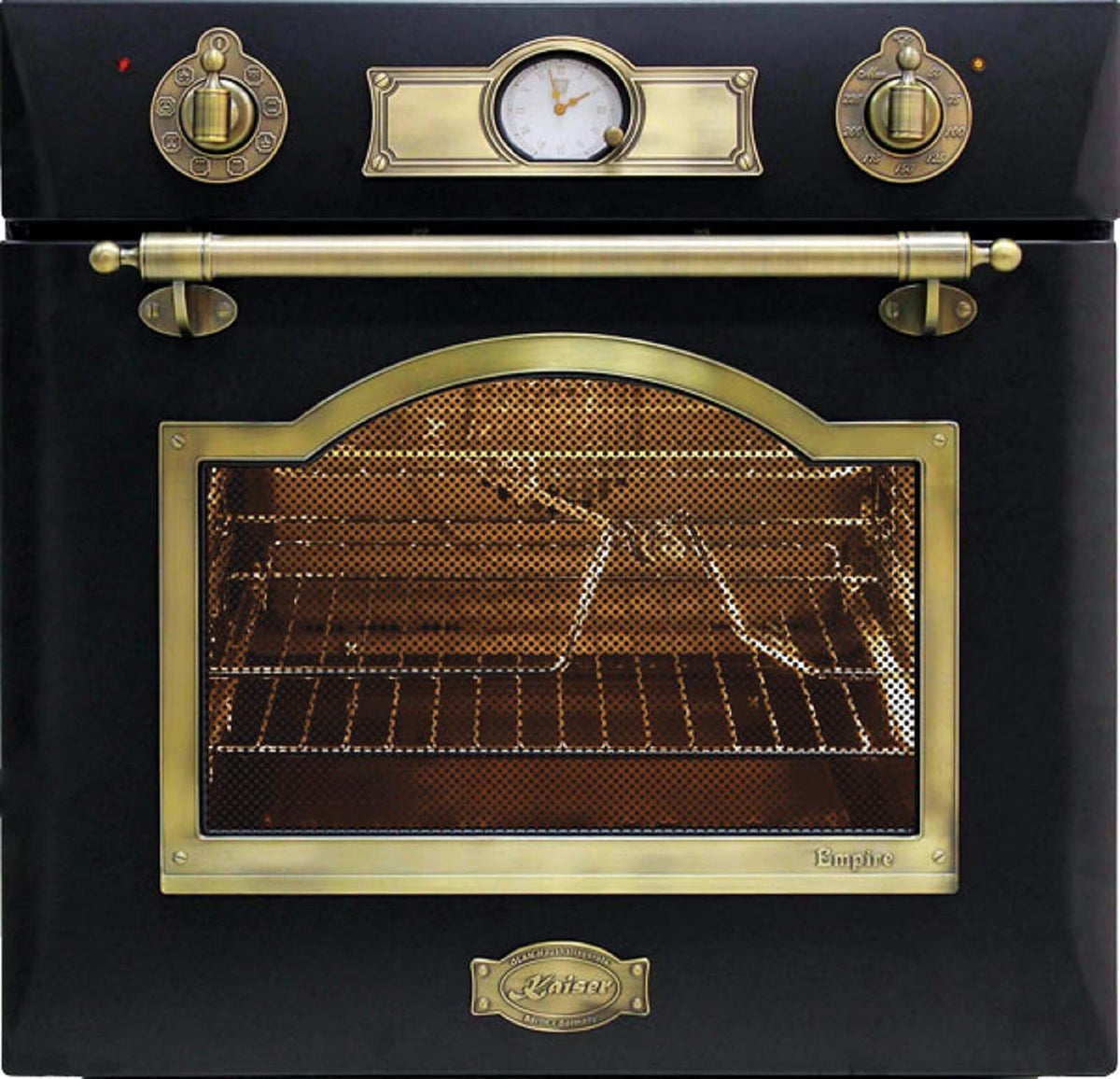 Kaiser Backofen, 60 cm, 67 L, Schwarz, Empire EH 6355 Exklusiver Nostalgie Autark •, Heißluft, Grill • Retro Design mit modern Technologie