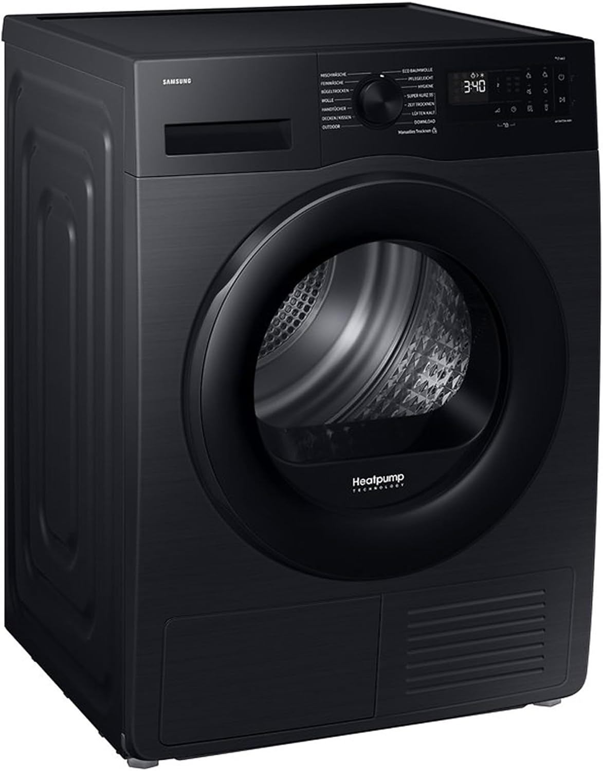 Samsung Wäschetrockner, 9 kg, Schwarz, DV90DG52A0ABEG Wärmepumpentrockner, EEK: C, AI mit WiFi-SmartThings-App