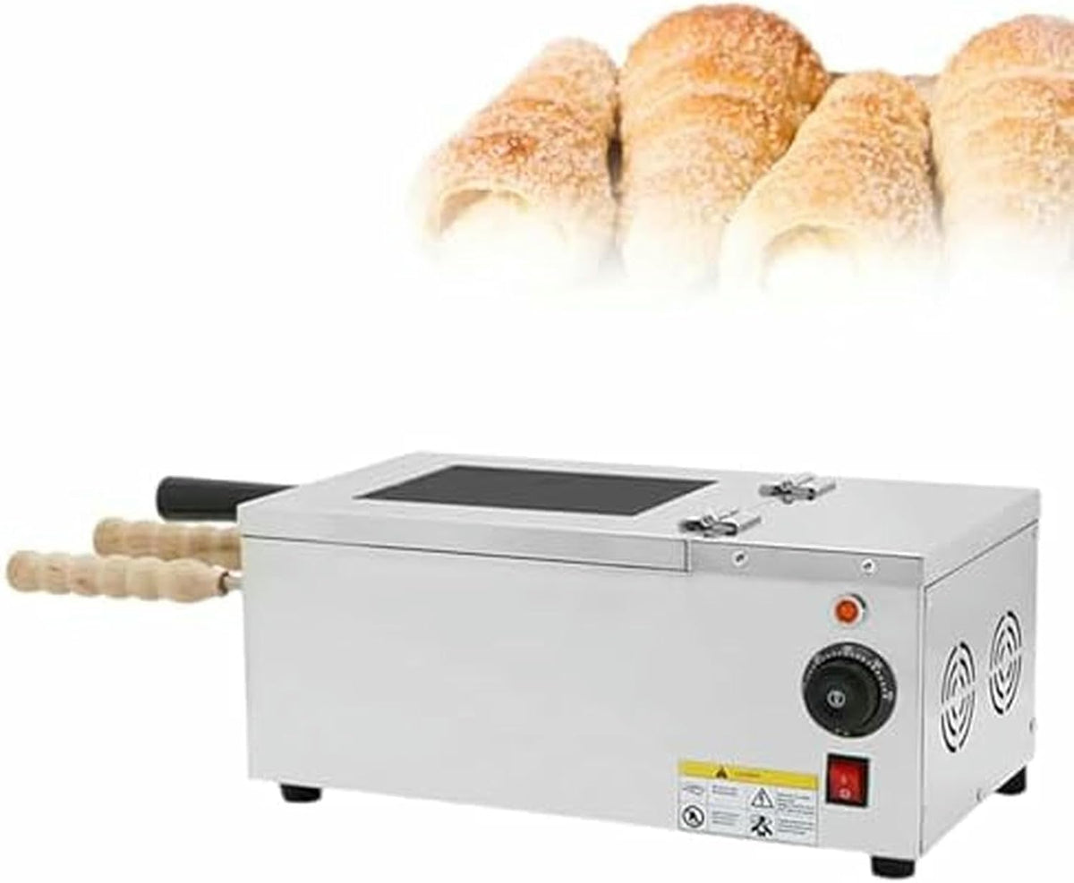 Gewerblicher Backofen, Schwarz/Silber, Kaminofen, elektrische Eiswaffelmaschine, Temperaturbereich 50°C bis 300°C