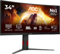 AOC Monitor, 34 Zoll, Schwarz, CU34G4 Curved, UW-QHD Gaming, 180 Hz, Fast VA Panel, 1ms GtG, HDR10, FreeSync Premium